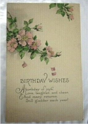 #ad Lovely Hanging Flowers 1928 Birthday Postcard Gibson Art Co Q25 $12.00