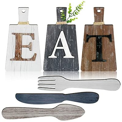 6 Pieces Eat Sign Kitchen Decorations Wall Cutting Board Rustic Farmhouse Classi $22.24