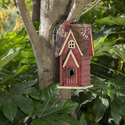 #ad #ad Solid Wood Distressed Cottage Garden Birdhouse Hanging Bird House for Outdoor... $39.94