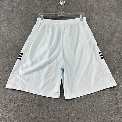 #ad #ad VINTAGE Adidas Shorts Mens Medium White Baggy Loose Satin Stripe Basketball Y2K $44.95