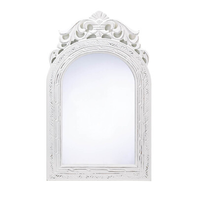 Arched Top White Wood Wall Mirror $32.00