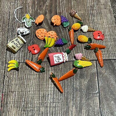 #ad Mixed Food Buttons for Crafts DIY Decorations Metal And Plastic $1.99