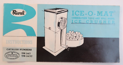 #ad Ice O Mat Combination Table and Wall Model Ice Crusher Rival Instruction Booklet $14.47