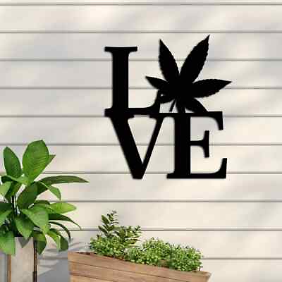 #ad 1pc Metal Marijuana Pot Leaf Art Wall Decor Love Weed Metal Wall Decor Metal $13.02