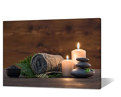#ad Beauty Spa Treatment Room Wall Decor Canvas Prints Zen Stones Candles Towel ... $100.48