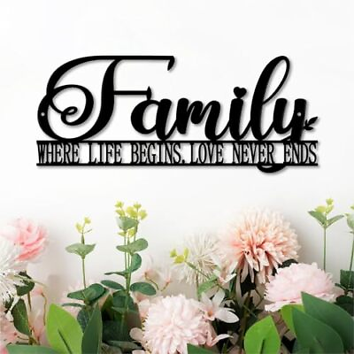 #ad Metal Family Sign Metal Wall Art Family Sign Wall Decor Perfect For Living... $18.57