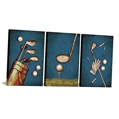 #ad 3 Pieces Golf Canvas Artwork Golf Sport Wall Art Set for Modern Home Game $130.44