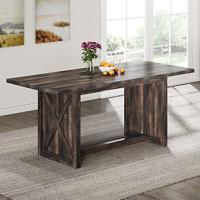 #ad 71quot; Farmhouse Dining Table for 6 8 People Home Kitchen Breakfast Dinette Table $151.99