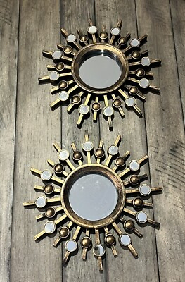#ad Pair of Brushed Gold Mirror Wall Decor 10” $19.99