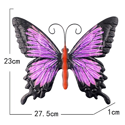 #ad Large Metal Butterfly Purple And Color Outdoor Garden Home Decor Wall Art $14.20
