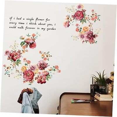 #ad #ad Flowers Butterflies Wall Stickers Murals Watercolor Peony Rose Floral Vintage $11.96
