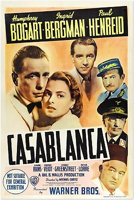 #ad #ad Casablanca Vintage Movie Poster Humphrey Bogart US Release #5 $10.99