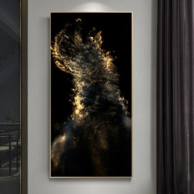 #ad Abstract Gold and Black Canvas Painting Wall Art Picture Luxury Nordic Art Decor $26.31