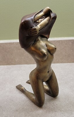 #ad Vintage ART DECO Cold Painted FRENCH Gilt NUDE WOMAN Art SCULPTURE $629.99