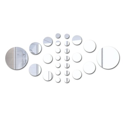 #ad Mirror Wall Stickers 15cm*2pcs 26X Acrylic Wall Stickers Circle Decal Art C $12.86