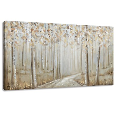 #ad Abstract Birch Forest Picture Decor Wall Art Tree Landscape Print on Canvas M... $92.19