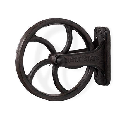 #ad #ad Rustic State Halat Cast Iron Vintage Industrial Wheel Farmhouse Wall Mount Pulle $49.54
