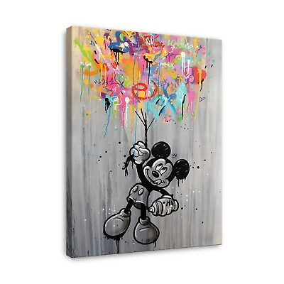 #ad Trendy Mickey Cartoon Wall Art Framed Canvas Print Kids Room Decor Pop Art $155.39