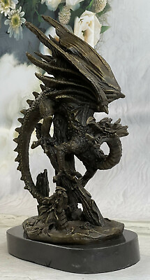 #ad Original Art Deco Signed Fisher Mythical Myth Winged Dragon Bronze Sculpture Art $349.00