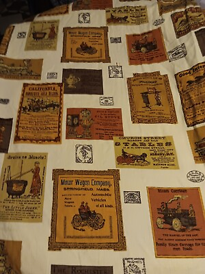 #ad Vintage Home Decor Fabric 148quot; x 44quot; Turn of the Century Beige Orange Brown $49.00