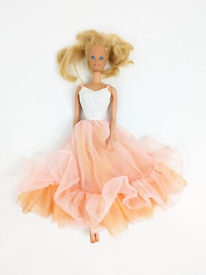 #ad 1966 Mattel Barbie Peaches n’ Cream Doll w Dress Needs Cleaning No Shawl $49.50