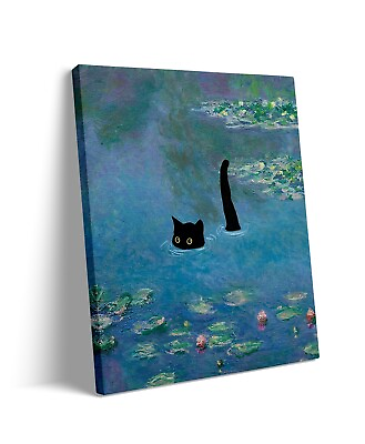 #ad Cat Canvas Wall Art Black Cat Poster Funny Cat Canvas Print Oil Prints on Canvas $29.99