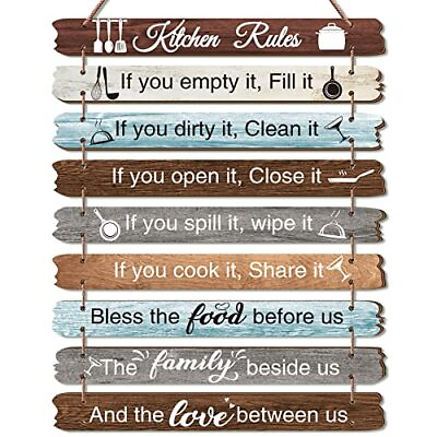 #ad #ad Rustic Kitchen Rules Wall Decor Farmhouse Kitchen Decor Rustic Kitchen Restau... $20.77