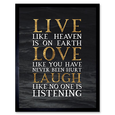 #ad Slate Quote Live Love Laugh Wall Art Print Framed 12x16 $34.99