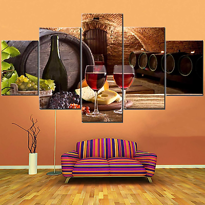 #ad Wine Wall Art Decor for Kitchen Dining Room Grapes Fruit Canvas Wine Bottle Pict $84.99