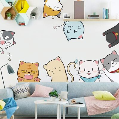 #ad Wall Stickers Cats and Kitten Pattern Nursery Murals for Kids Bedroom $21.20