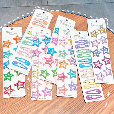 #ad 10 12PCS Hairpins Candy Color Snap Hair Clip For Kids Girl Barrettes BB Clips $1.57