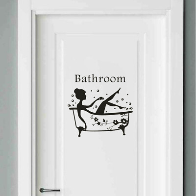 #ad Fashion Creative Wall Sticker Bathroom Bathing Relax Window Door Wall Art Decors $7.73