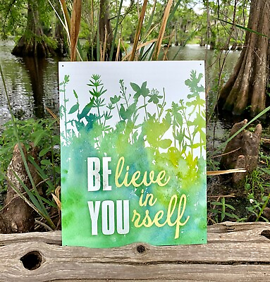 #ad Believe In Yourself metal tin sign wall decor she shed fence art garage man cave $20.73