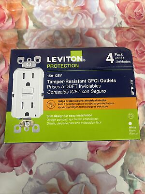 #ad Leviton 15 Amp 125 Volt GFCI White 4 Pack GFTR1 4W TAMPER RESISTANT $28.60