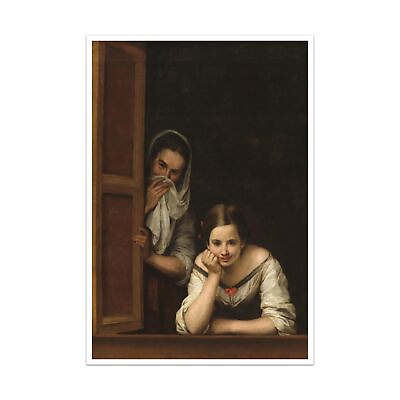 #ad Funny Bathroom Canvas Wall Art Two Women at a Window Portrait Aesthetic Post $17.28