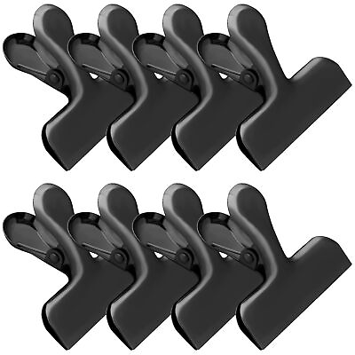 #ad 8 Pack Stainless Steel Black Chip Clips 3quot; Bag Clips Food Clip Kitchen Clips ... $16.65