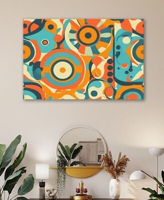 #ad Framed Abstract Art Multicolored Large Modern Canvas Boho Decor Housewarming $305.94