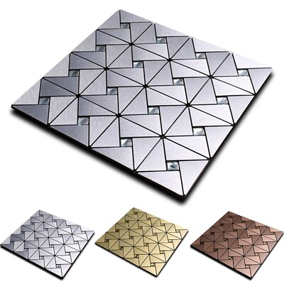 #ad 5x Peel And Stick Backsplash Kitchen Wall Decor Metal Mosaic Smart Tiles Sticker $20.99