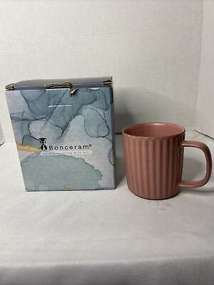 #ad Large Big Coffee Mug 16 oz Tall Ceramic Stoneware Mug Coral Pink $14.39
