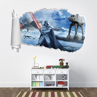 #ad Star Wars Darth Vader 3D Torn Hole Wall Sticker Decal Home Decor Art Mural WT94 $12.74