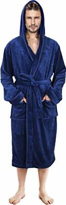 NY Threads Men Fleece Hooded Robe Plush Long Bathrobes Ultra Soft also in lot $25.99