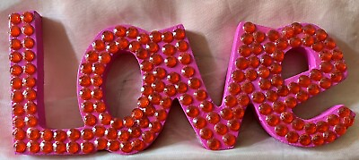 Love Word Art Sign Home Kitchen Decor Wall Hanging Typography Acrylic Magenta $17.99