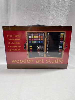 #ad Target Art Studio Kit In Wooden Case Incl. Colored Pencils Pastels Markers NEW $11.99