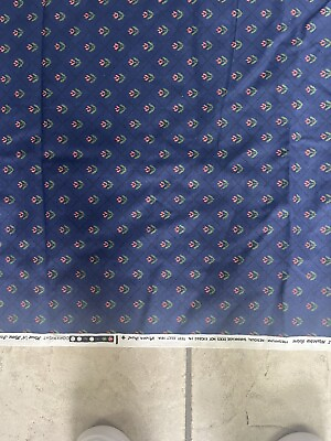 #ad 5 Yards Vintage Fabric Blue Drapery Upholstery House n Home Fabrics 1983 $44.95