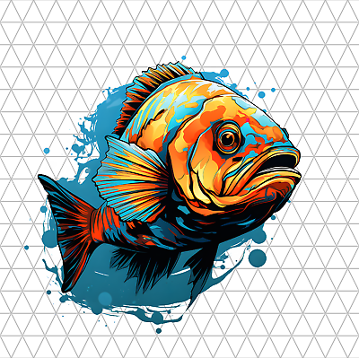 #ad Colorful Abstract Fish PNG Clip Art Sublimation Design Digital Download Clipart $0.99