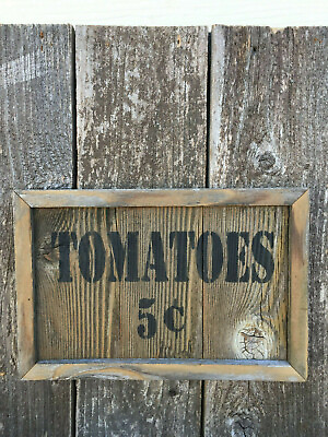 #ad TOMATOES 5c Sign Farmhouse Country Kitchen Decor Beach Cabin HP Rustic Wood SALE $9.99