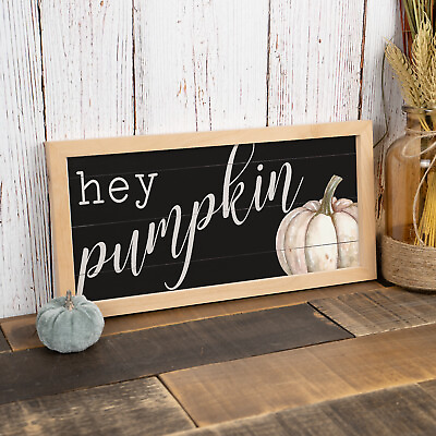 #ad Hey Pumpkin Sign Wood Framed Rustic Decor Fall Autumn Farm 7x14 F1 07140003014 $19.95