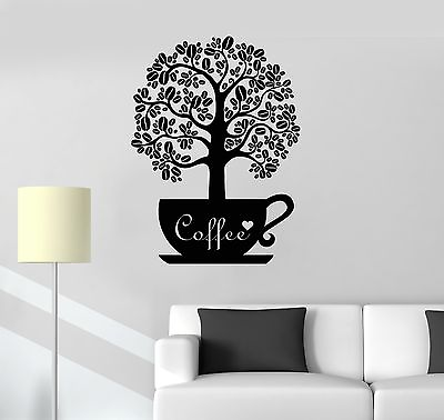 #ad Vinyl Decal Coffee Beans Shop Tree Kitchen Decor Wall Stickers Mural ig3557 $69.99