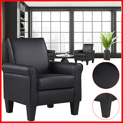 #ad Black Modern Accent Arm Chair PU Leather Single Sofa Seat Leisure Living Room US $128.99