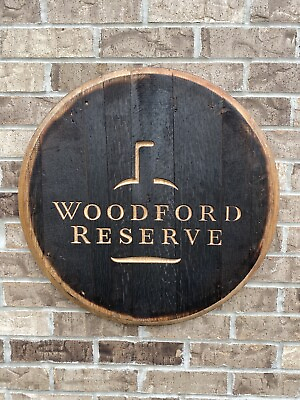 #ad Rustic Home Bar Decor Woodford Reserve Bourbon Whiskey Barrel Lid wood wall art $199.00